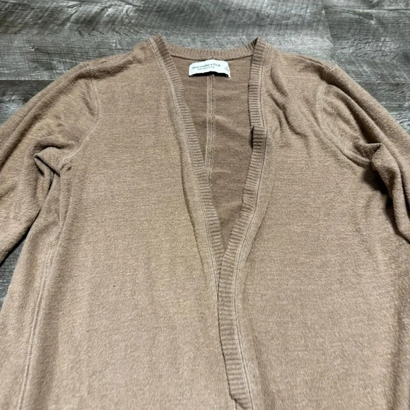 Abercrombie & Fitch Brown Long Open Front Cardigan Size Small - Picture 3 of 6
